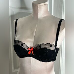 NWT L'Agent by Agent Provocateur Elegant Black Lace Bra with Bow 34A